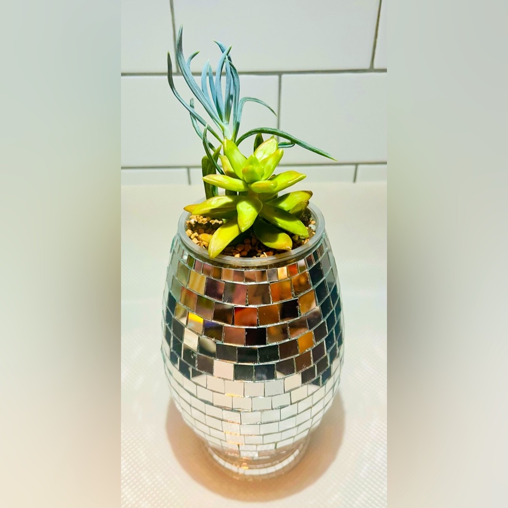 Disco Ball Plant Pot / Mirrored Vase